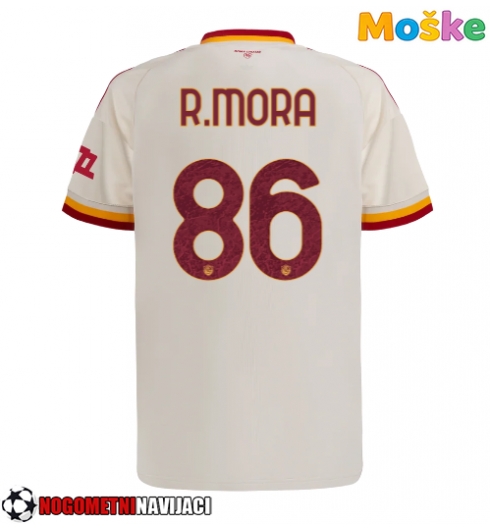 Moške Nogometnih dresov AS Roma Rodrigo Mora #86 Gostujoči 2026-27 Kratki rokavi Moške Nogometnih dresov AS Roma Rodrigo Mora #86 Gostujoči 2026-27 Kratki rokavi